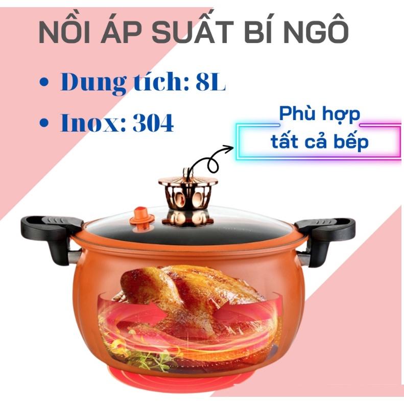 NỒI ÁP SUẤT BÍ NGÔ 8 LÍT ĐA NĂNG CHỐNG DÍNH