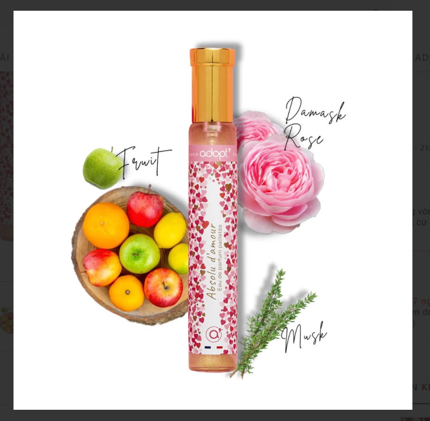 Nước hoa nữ thơm lâu chính hãng Pháp Adopt ABSOLU D'AMOUR 30ml, bỏ túi tiện lợi, dịu nhẹ, thơm mát, lưu hương đến 6h