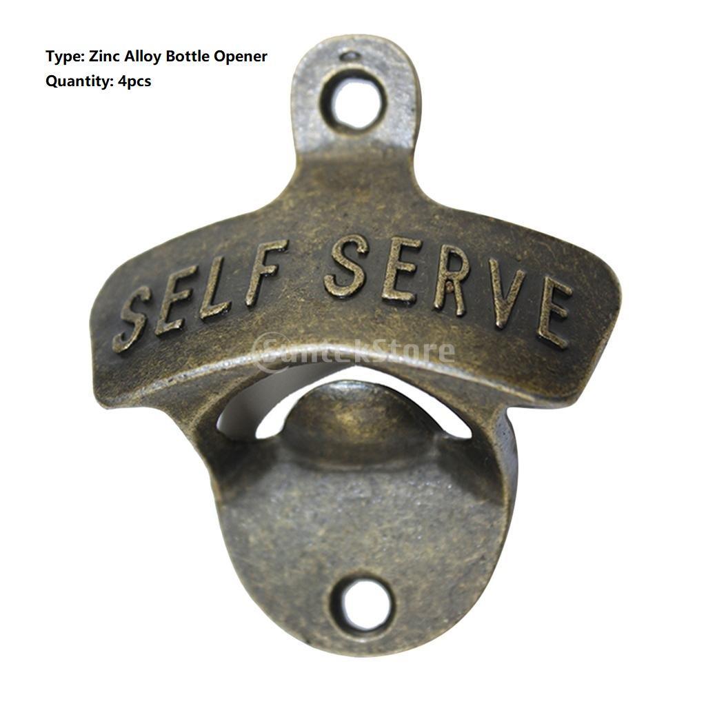 4pcs Wall Mount Bar Wine Beer Glass Cap Bottle Opener Kitchen Tool