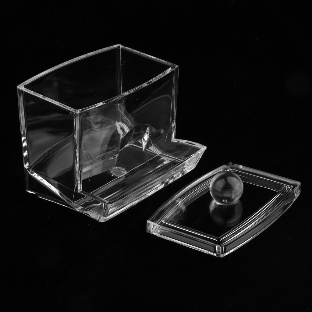 Clear Cotton Ball and Swab Holder Organizer Storage Box- Premium Quality Acrylic Round Container Makeup Pads Swab Holder Case