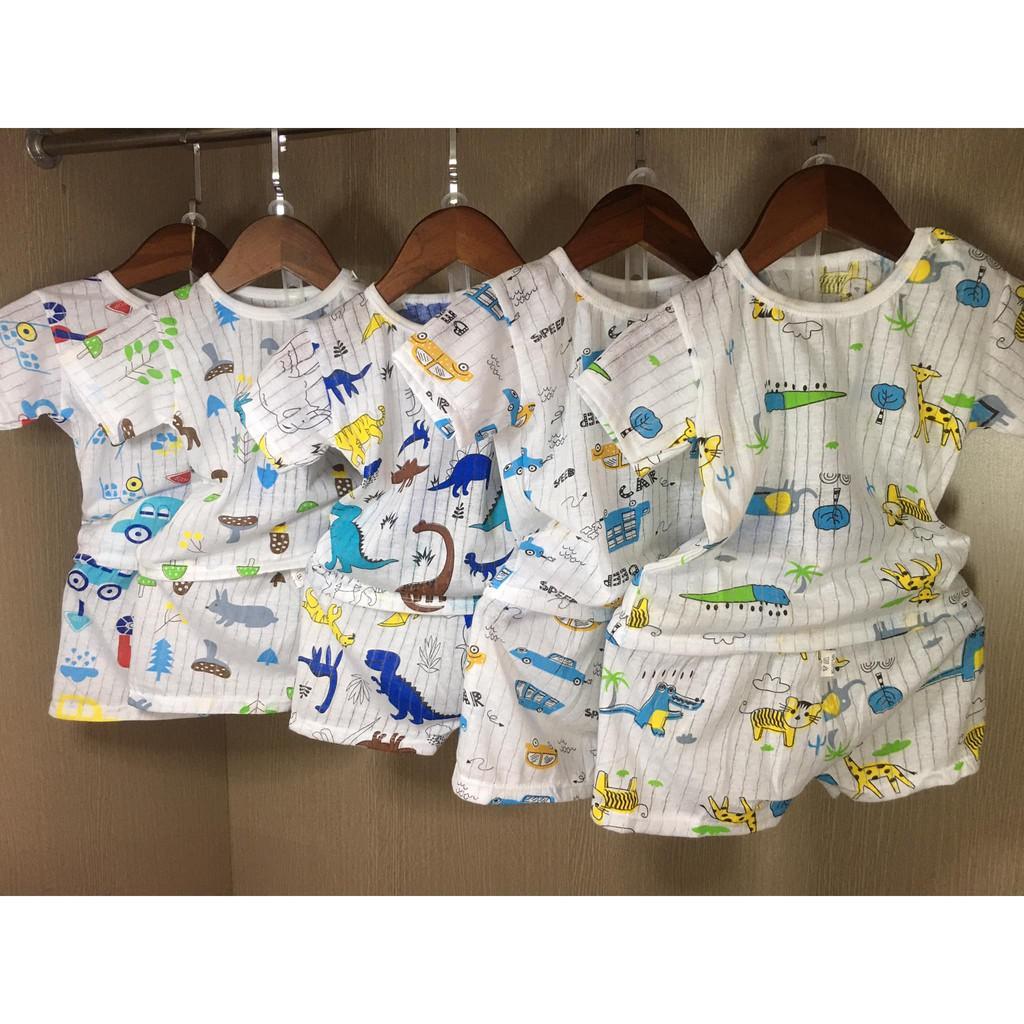 Đồ Bộ Mặc Nhà Cộc Tay Cho Bé Trai Bé Gái Chất Cotton Giấy Mềm Mát - Quần Áo Trẻ Em Cho Bé Sơ Sinh 3-14kg