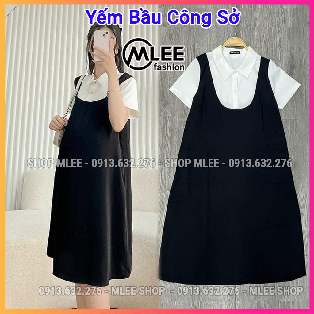 Đầm Bầu Sét Váy Yếm Xếp Ly Đen Kiểu Dáng Hàn Quốc Cao Cấp - MixASale