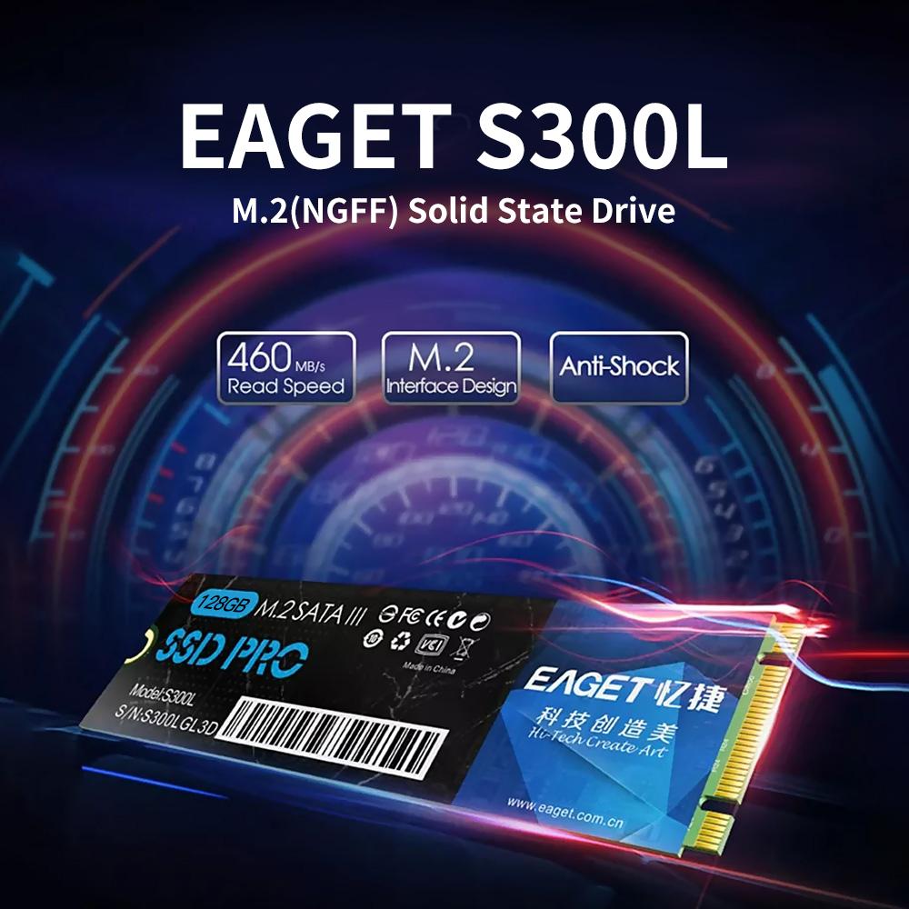 Ổ cứng thể rắn EAGET S300L M.2 (NGFF) 256GB tốc độ cao n mỏng gọn nhẹ chống va đập cho máy tính xách tay