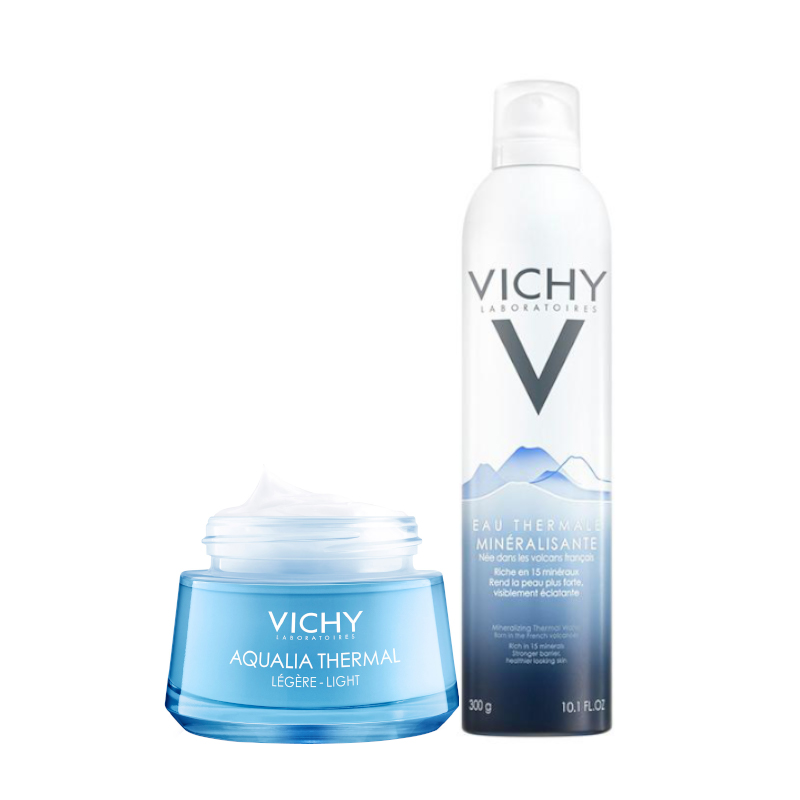 COMBO VICHY KEM DƯỠNG ẨM AQUALIA THERMAL CREAM LIGHT VÀ XỊT KHOÁNG THERMAL SPA WATER 300ML