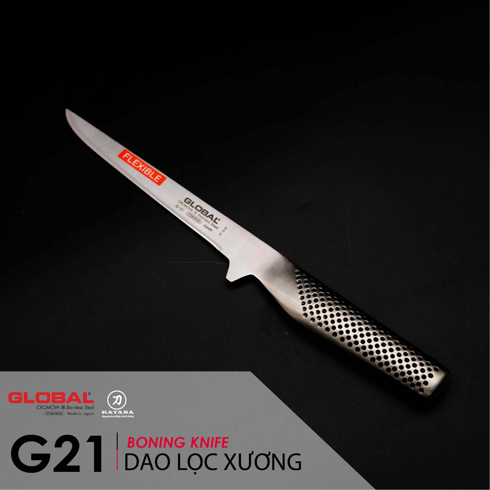 Dao bếp Nhật cao cấp Global G21 Boning Knife - Dao lọc xương (160mm)- Dao bếp Nhật chính hãng