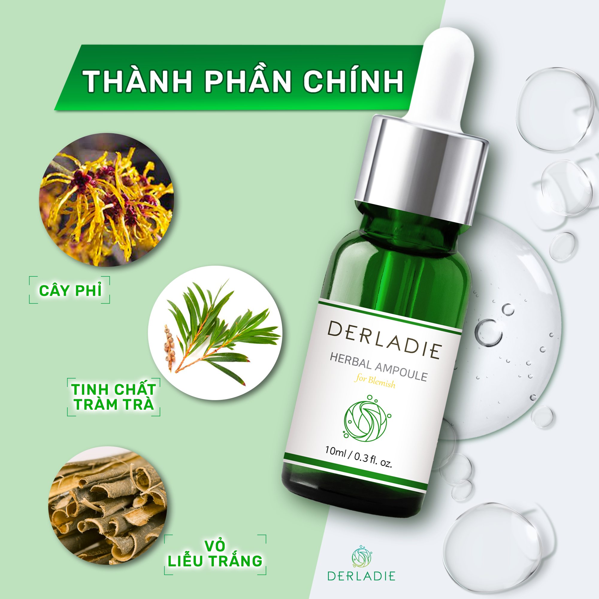 MUA 1 TẶNG 1 - Chấm Mụn Tràm Trà Derladie Herbal Ampoule For Blemish 10ML