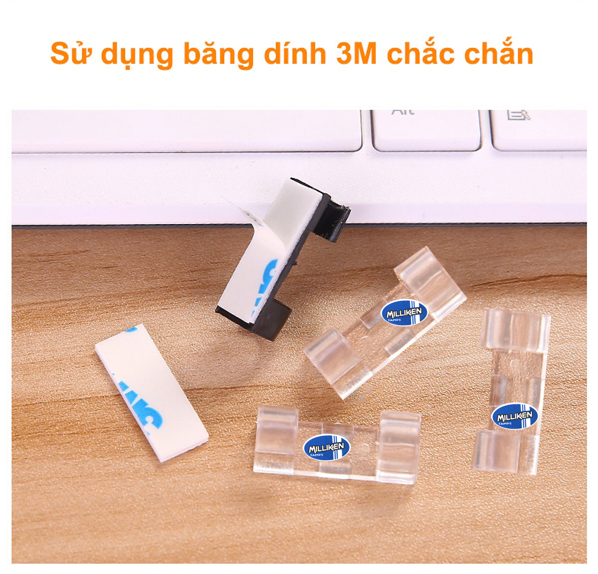 Bộ 20 Kẹp Giữ Dây Điện, Dây Cáp Nhỏ Trong Suốt  Milliken NL-3114