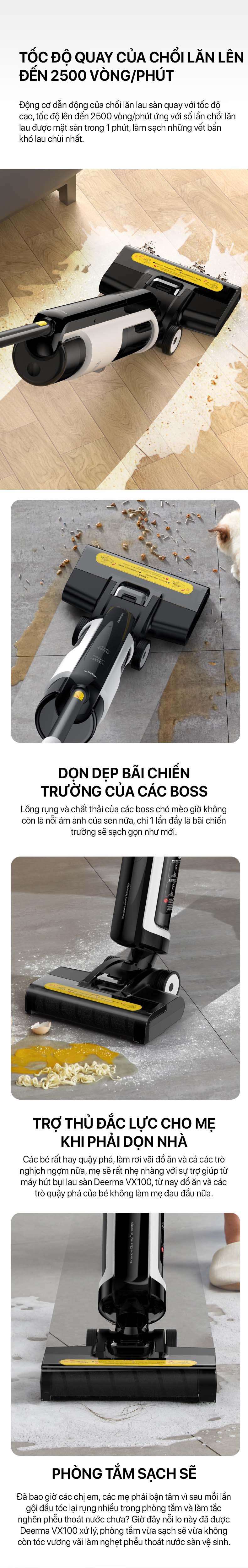 Máy Hút Bụi Lau Sàn Không Dây Đa Năng Deerma VX100 Hàng nhập khẩu