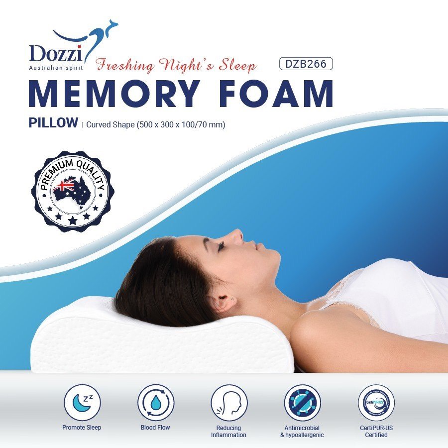 Gối Cao Su Non Ngủ Ngon MEMORY FOAM DOZZI DZB266 - Thương Hiệu Úc - Hàng Chính Hãng