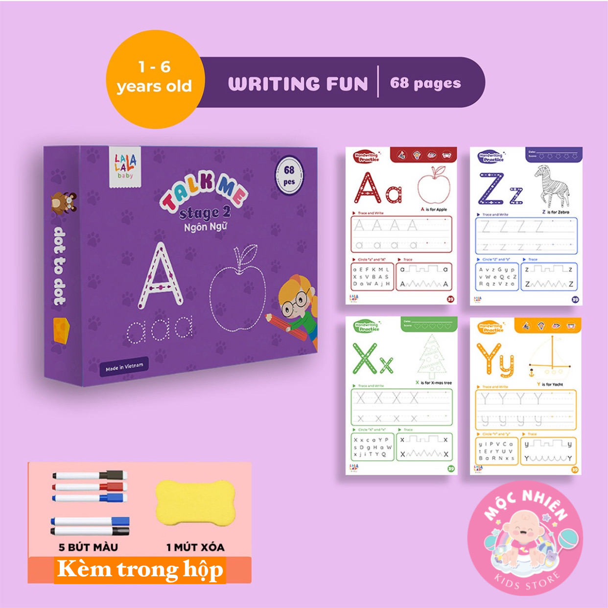 Đồ chơi Giáo dục sớm Thẻ Flashcard thông minh cho bé xóa được, học liệu giáo dục sớm thương hiệu Lalala Baby (Shape Me - Write Me - Math Me - Learn Me)