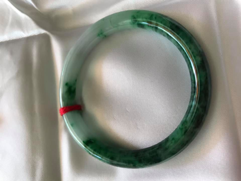 VÒNG KHỐI CẨM THẠCH TỰ NHIÊN MÀU XANH SƠN THUỶ LÝ 50MM x dầy 7,2mm VÒNG TAY NỮ BÓNG ĐẸP 48KG - 57KG ĐEO