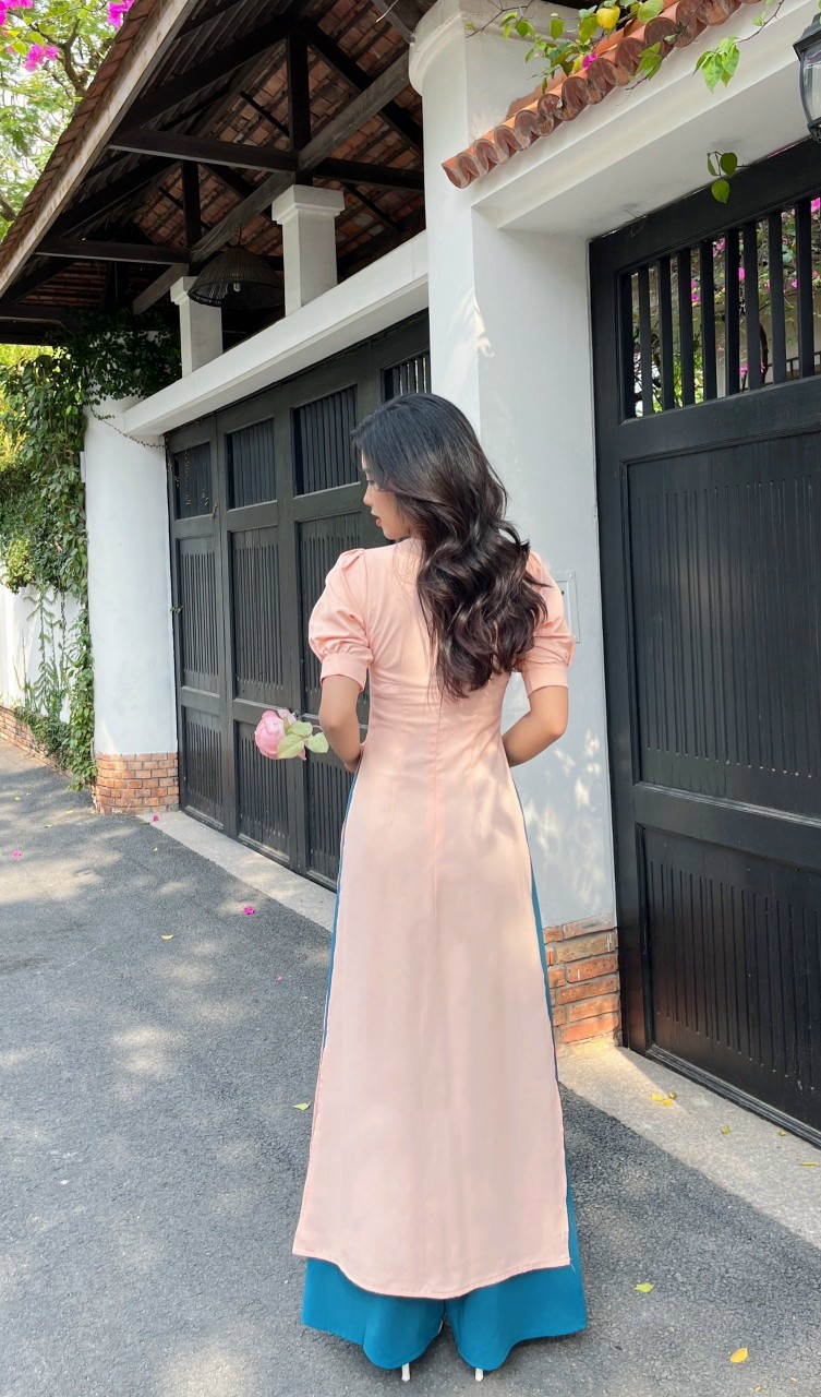 SÉT ÁO DÀI KẾT HOA ĐÍNH HẠT TAY LỠ + QUẦN DÀI