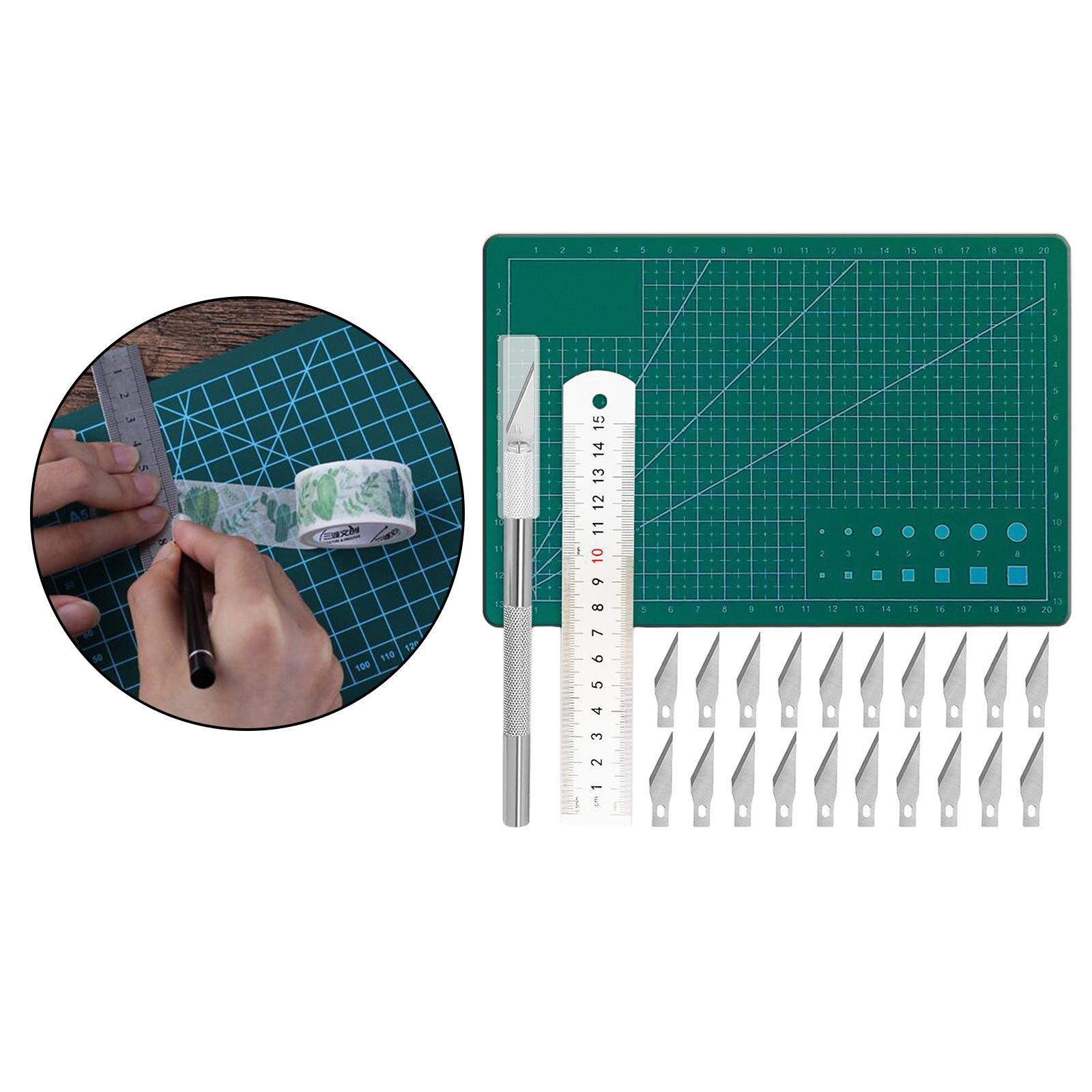 24 PCS Craft Carving Set Exacto Knives Knife Stencil Knife Blades Cutting Mat for DIY Work Cutting Paper Craft Graver Scrapbooking
