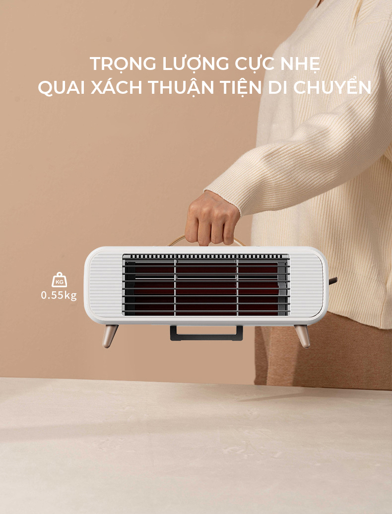 Máy sưởi phòng hồng ngoại 350W sưởi ấm cực nhanh, nhỏ gọn, sưởi ống thạch anh, an toàn chống cháy-Hàng nhập khẩu