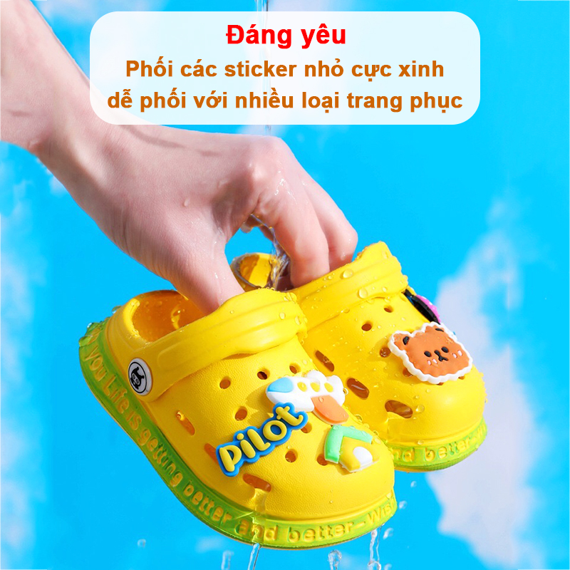 Dép sục cho bé trai và bé gái siêu nhẹ Baby-S, Dép cho bé chống trơn trượt họa tiết xinh xắn – SD7