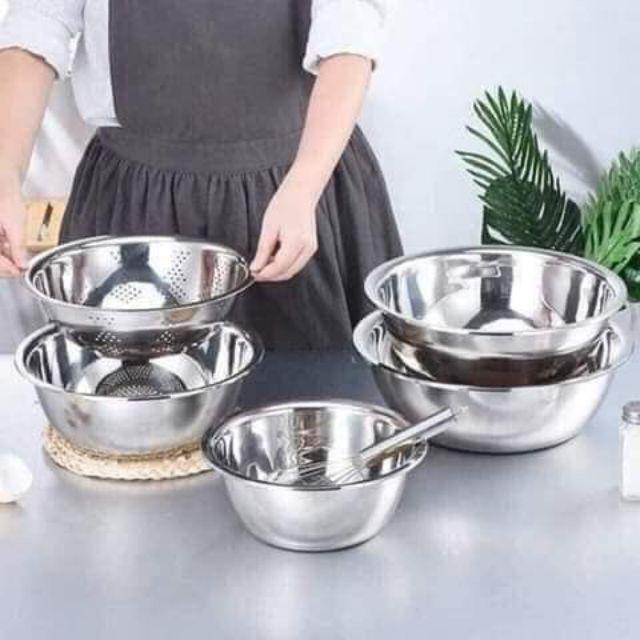 SET 5 Bộ rổ chậu inox