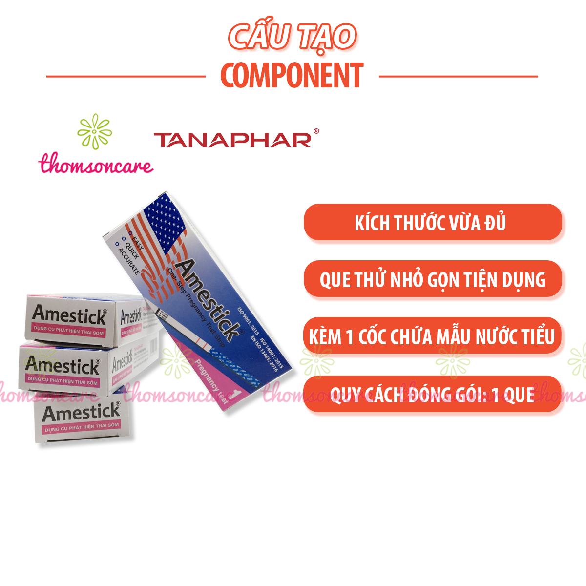 Que thử thai Amestick - Test nhanh, đơn giản, chính xác