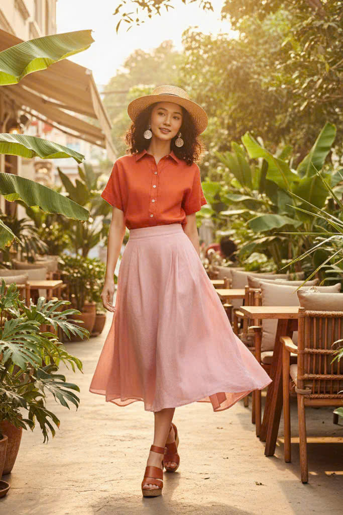 Áo Sơ Mi Linen Thổ, Áo Sơ Mi Linen Ngắn Tay thời trang thiết kế Hity Top204