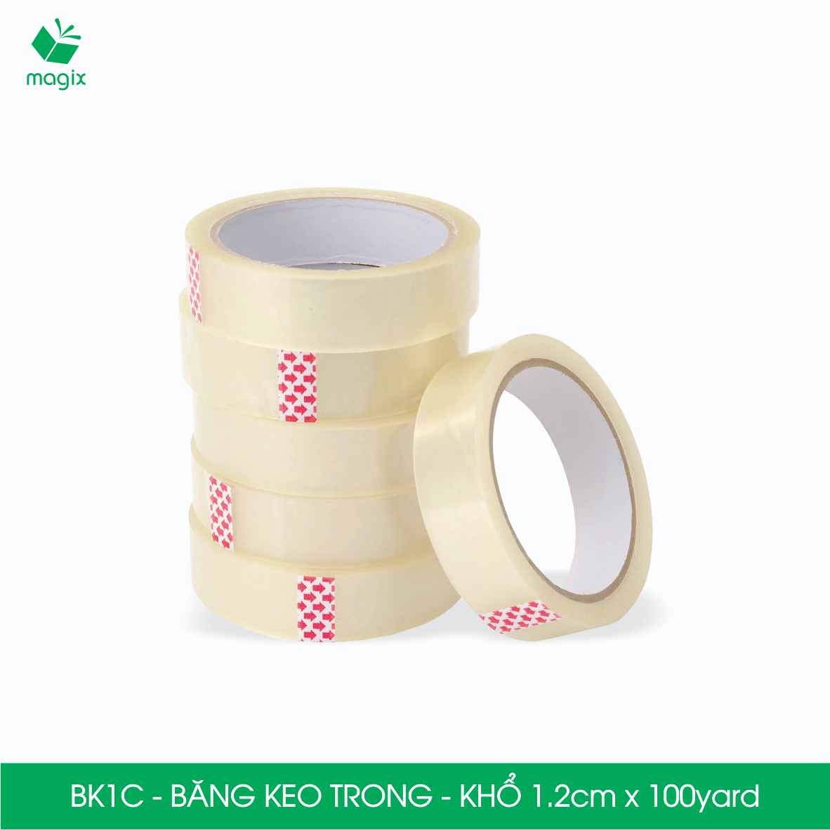 BK1C - Block 12 cuộn băng keo trong khổ 1.2cm x 100yard - Băng dính văn phòng, trường học