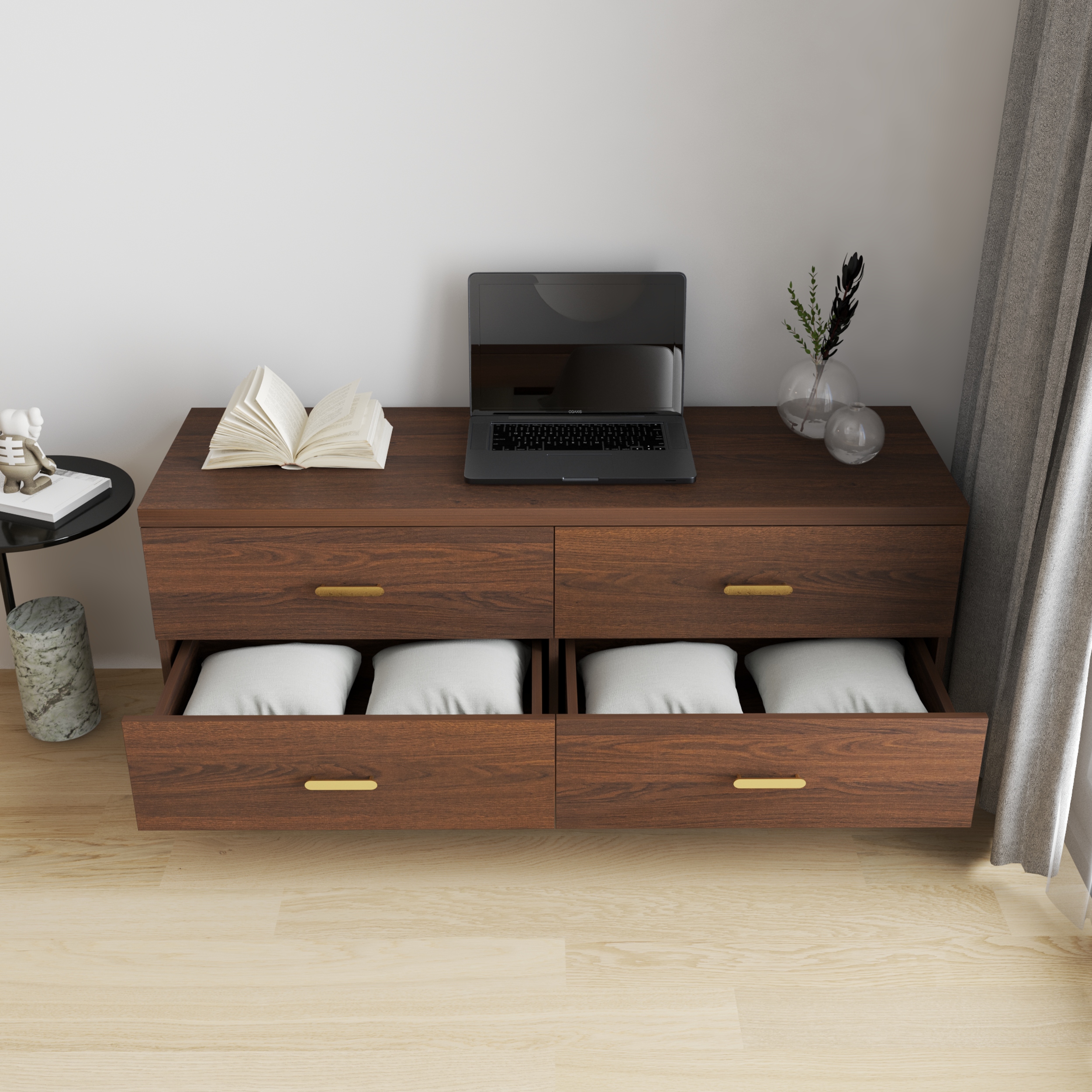 HAPPY FURNITURE , Tủ lưu trữ 6 ngăn kéo - CHEVY, THK_266 , 140cm x 45cm x 60cm DxRxC