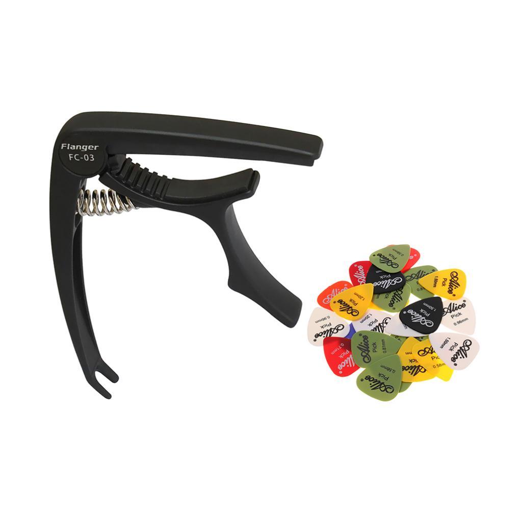 Tune Quick Change Capo Key Clamp&24pcs Picks For Acoustic Electric Guitar