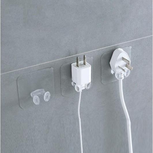 Móc Dán Tường Kẹp Giữ Dây Điện, Phích Cắm Điện/ Kê Đỡ Sạc Điện Thoại - Móc Treo Đồ Đa Năng