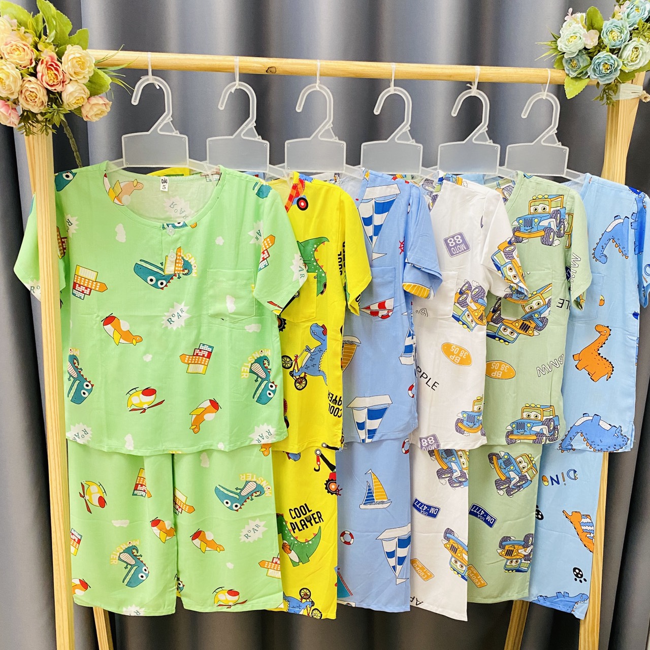 Bộ Quần áo Tole lanh Bé Trai - Mẫu Tay Ngắn Quần Dài cài 2 nút trước - Size 2-12 cho bé 7-35kg-  Chất vải tole lanh 2 da loại 1 mềm mịn mát cho bé trai| Hàng Việt Nam | Đồ bộ bé trai |quần áo trẻ em| Đồ tôn trẻ em