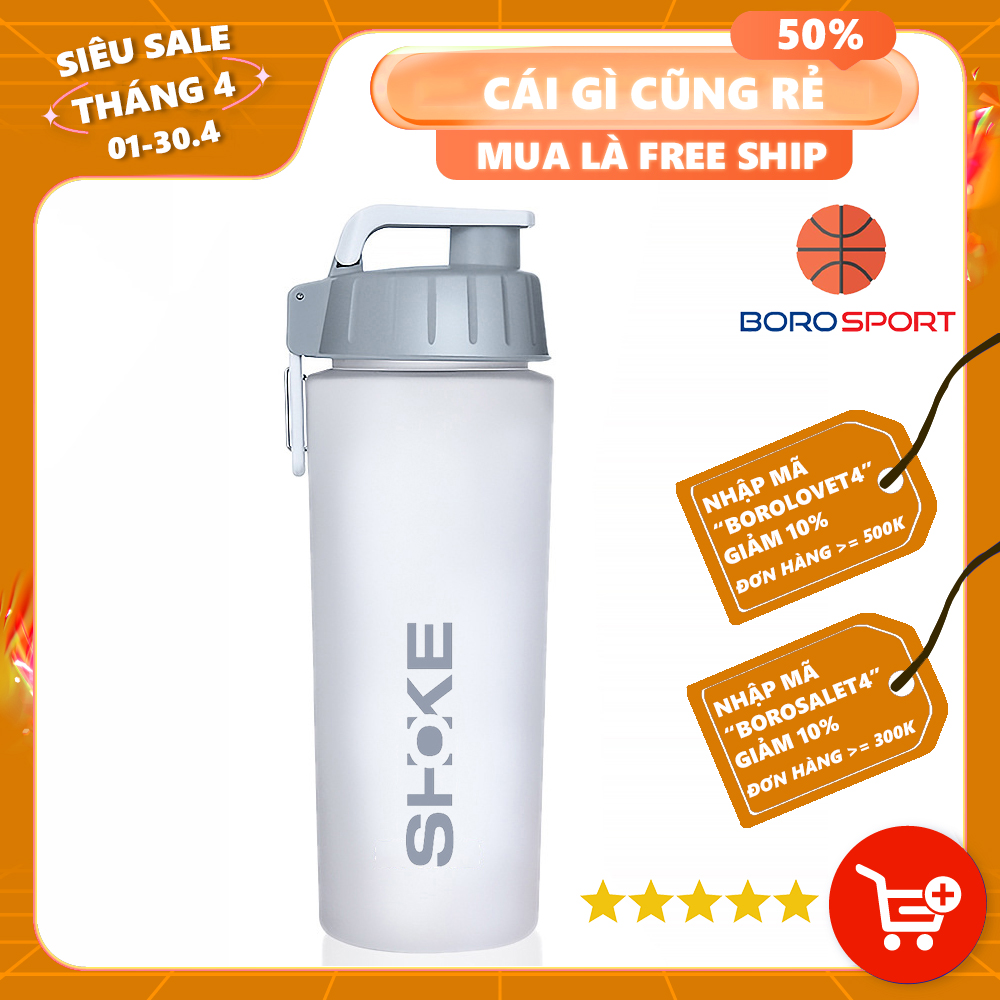 Bình nước thể thao tập gym kết hợp bình lắc whey shaker chất liệu TRITAN  dung tích 800ml CLEACCO dòng SHOKE  dung tích 800ml- tặng bóng khuấy