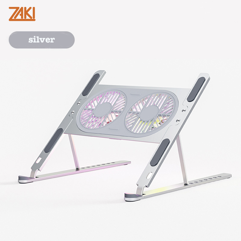GIÁ ĐỠ DÀNH CHO LAPTOP/MACBOOK/IPAD 11-16 INCH KIÊM ĐẾ TẢN NHIỆT 2 QUẠT LED 7CM ZAKI - P11-F - Hàng Nhập Khẩu