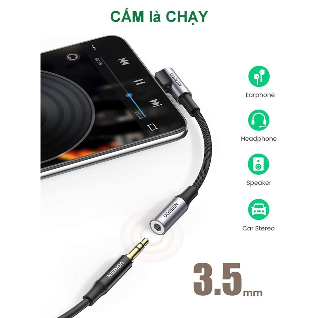 Dây giắc chuyển đổi cổng USB type C đầu vuông góc sang giắc cắm 3.5mm cao cấp UGREEN AV167 80723 - Hàng chính hãng