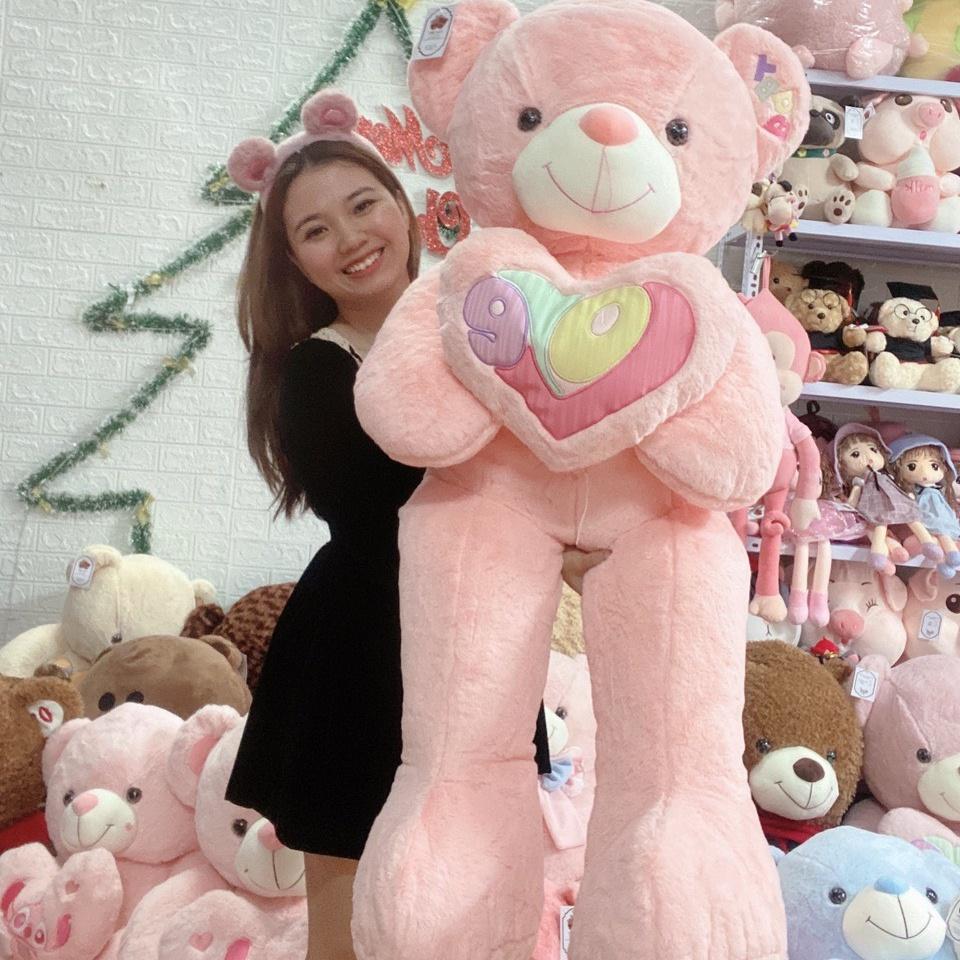 Teddy ôm tim chữ Love 4 màu cao cấp - QC - dành tặng bạn gái