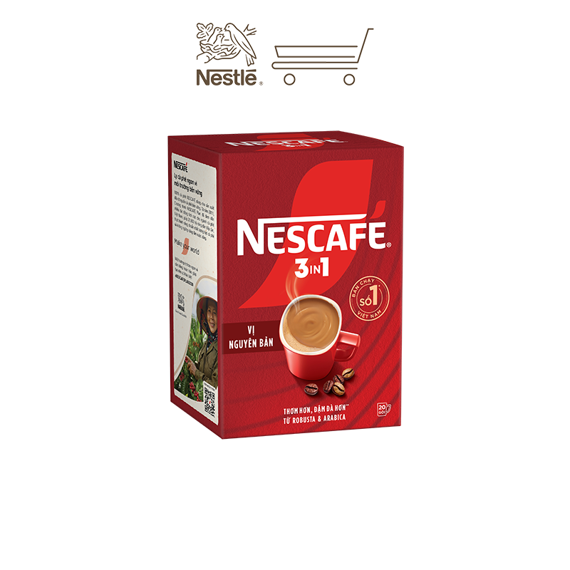 [Tặng Bộ 4 ly thủy tinh Nescafe] Combo 4 Hộp NESCAFE 3IN1 Công thức cải tiến - VỊ NGUYÊN BẢN Hộp 20 gói