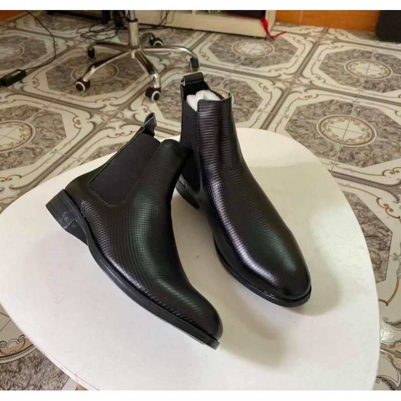 Giày chelsea Boots da bò dập vân