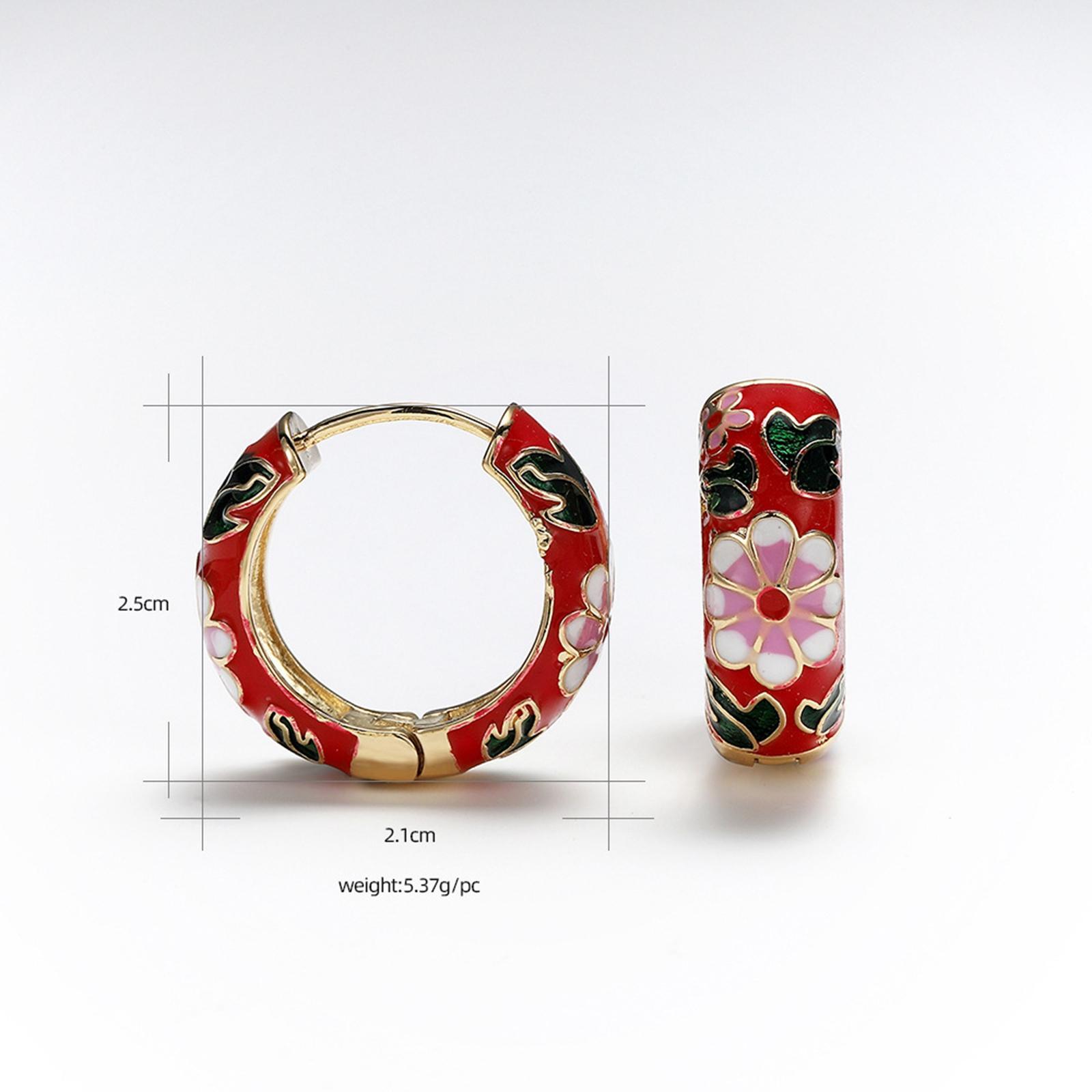 Elegant Hoop Earrings Party Jewelry Color Zircon Stud Earrings Red