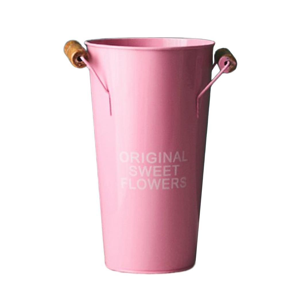 Flowers Bucket for Home  Decor Ornament Pink