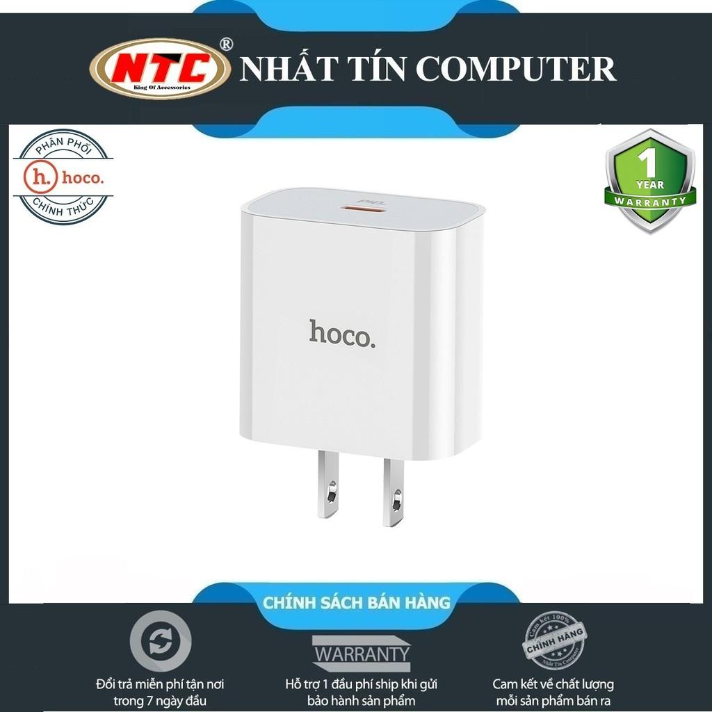 Cốc sạc nhanh dành cho Hoco C76 chân dẹp hỗ trợ PD3.0 Type-C PD18W (Trắng) - Hàng chính hãng