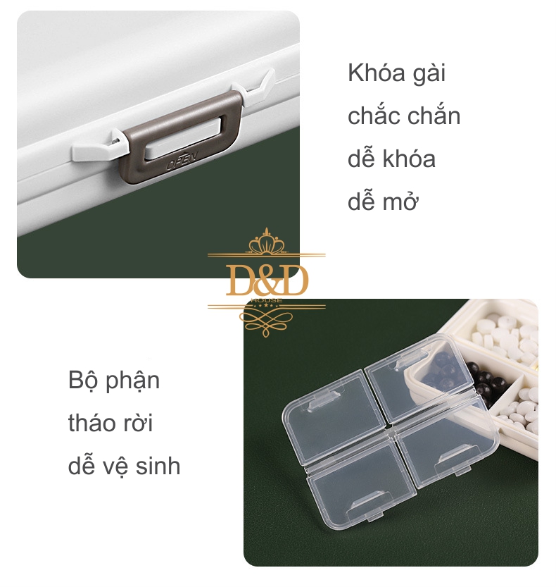 Hộp đựng thuốc du lịch 7 ngăn nhỏ gọn