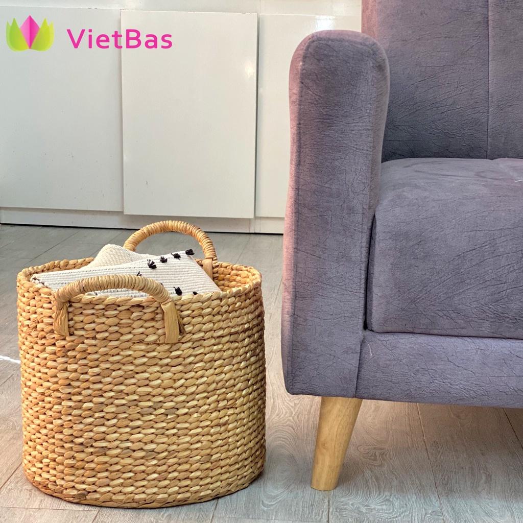 VIETBAS Giỏ lục bình đựng đồ, decor trang trí nhà cửa, giỏ bèo đựng đồ