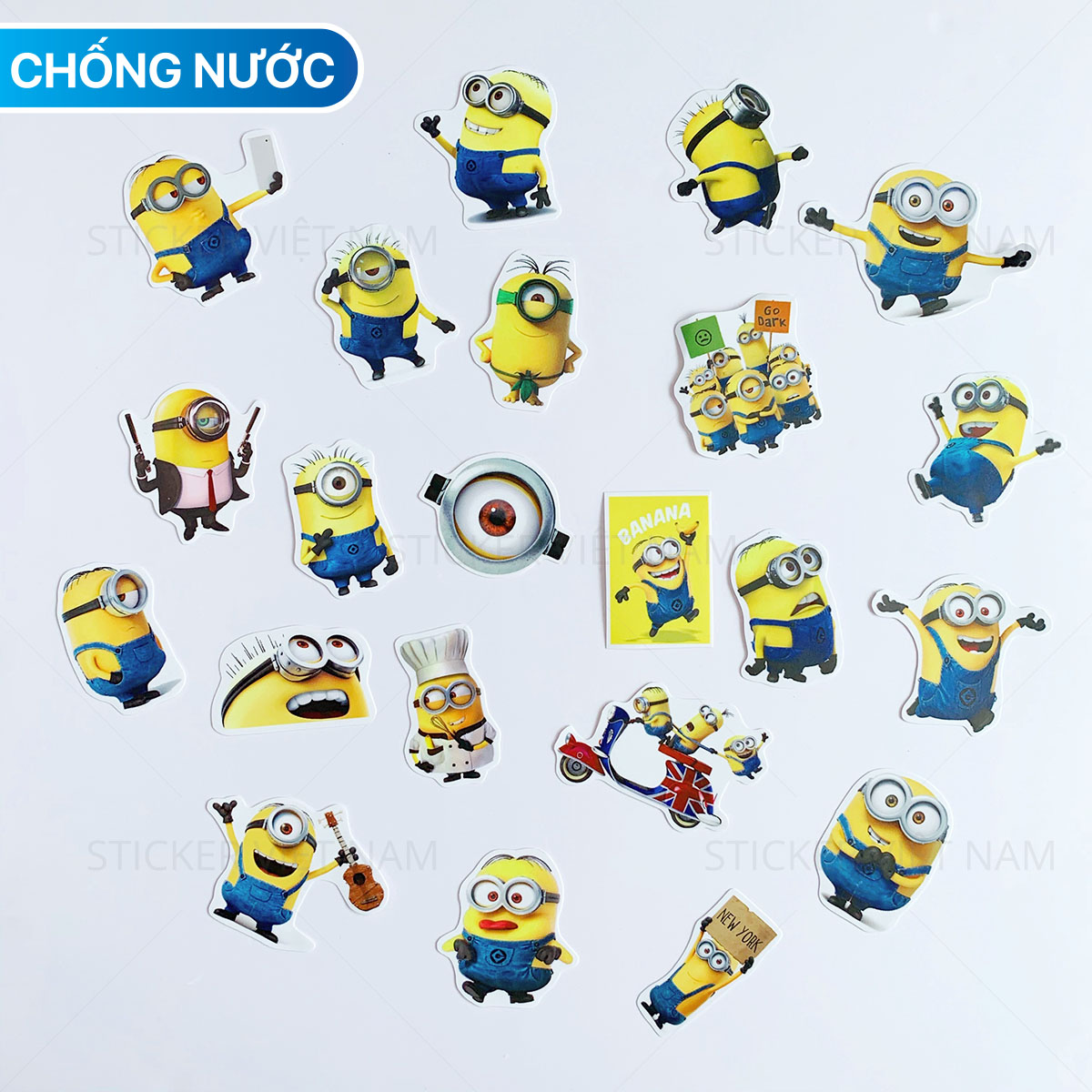 Sticker Minion Kẻ Cắp Mặt Trăng Ngộ Nghĩnh - Chất Liệu PVC Chất Lượng Cao Chống Nước - Kích Thước 4-8cm