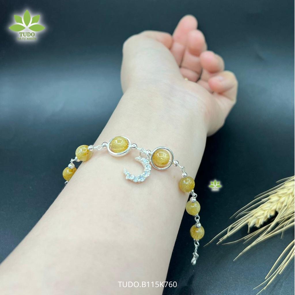 Vòng Tay Nữ Đẹp - Vòng Phong Thủy Mệnh Kim Thủy TUDO B115K760 Charm Mặt Trăng