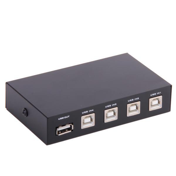 4 Ports USB 2.0 Divide Switch  Out Switch For Printer Scanner - Black