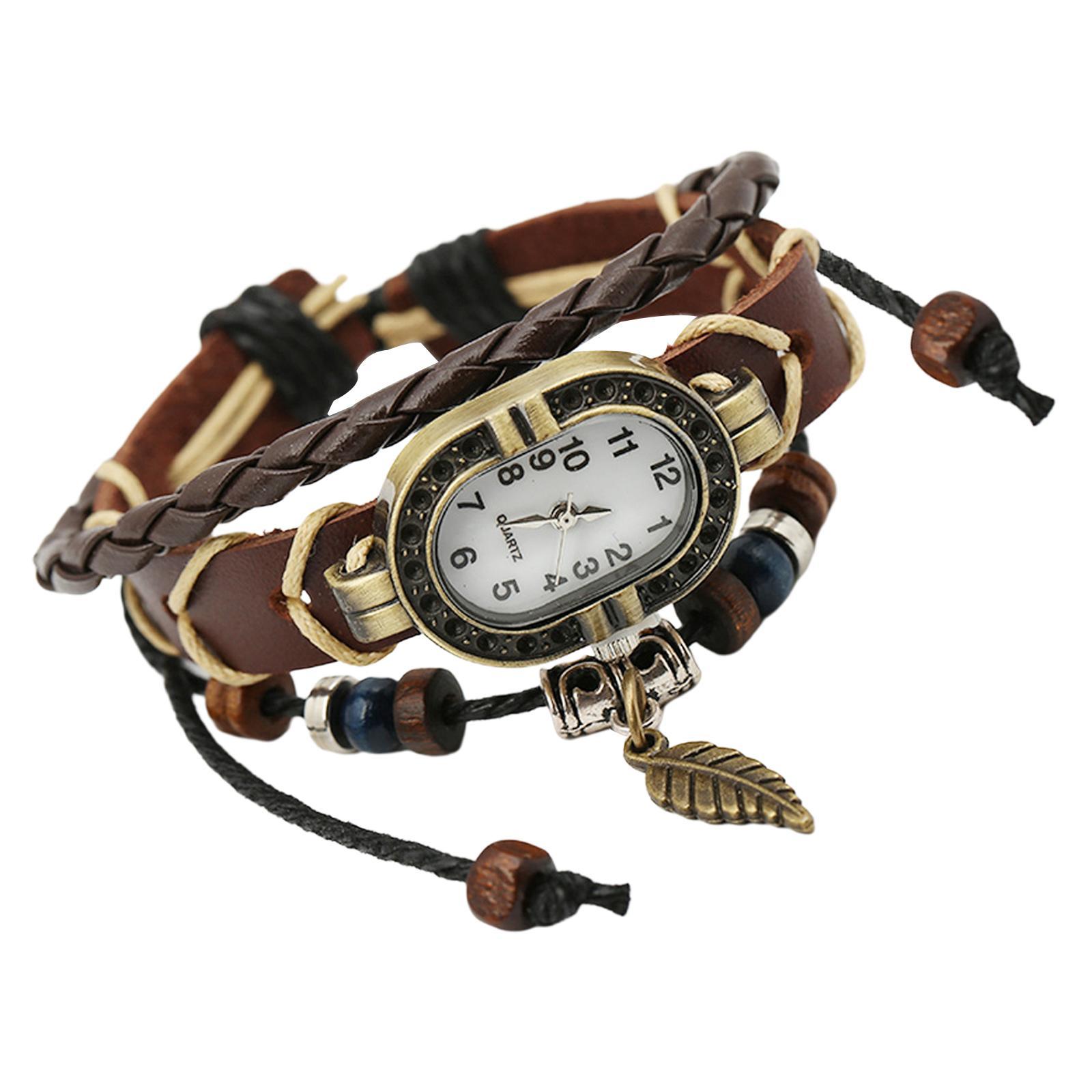 Hip Hop Punk Style Wrist Watch PU Leather Belt Strap Cuff Watch Bracelet,