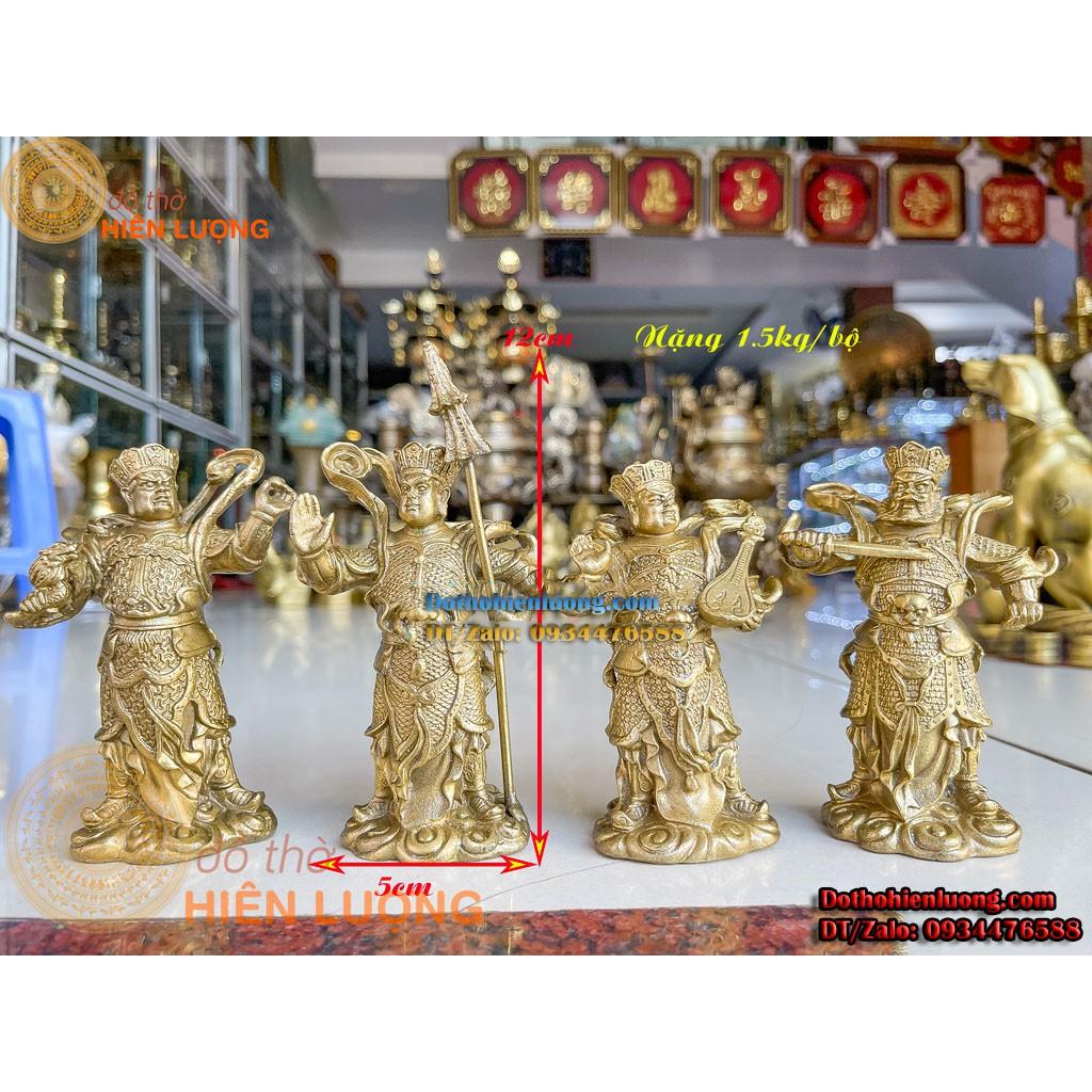 Bộ Tượng Phật Tứ Đại Thiên Vương Màu Vàng Bằng Đồng Đẹp Cao 12cm