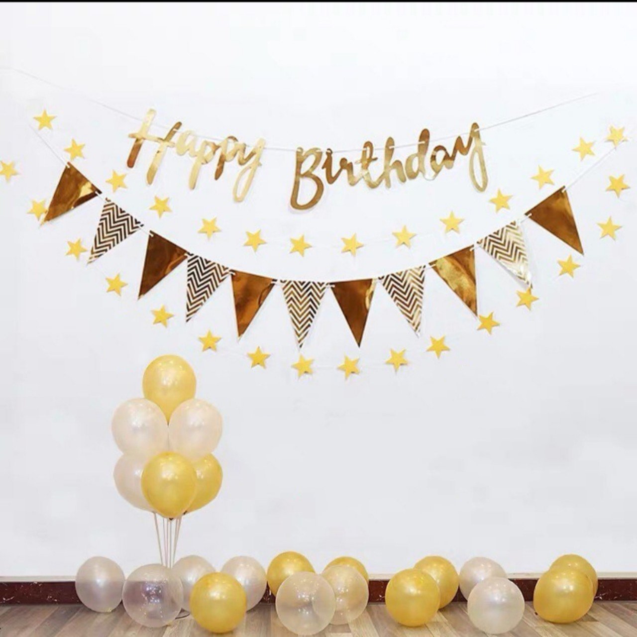 COMBO BONG BÓNG tiecxinh HAPPY BIRTHDAY TÔNG MÀU VÀNG VÀ BẠC trang trí sinh nhật (chọn mẫu