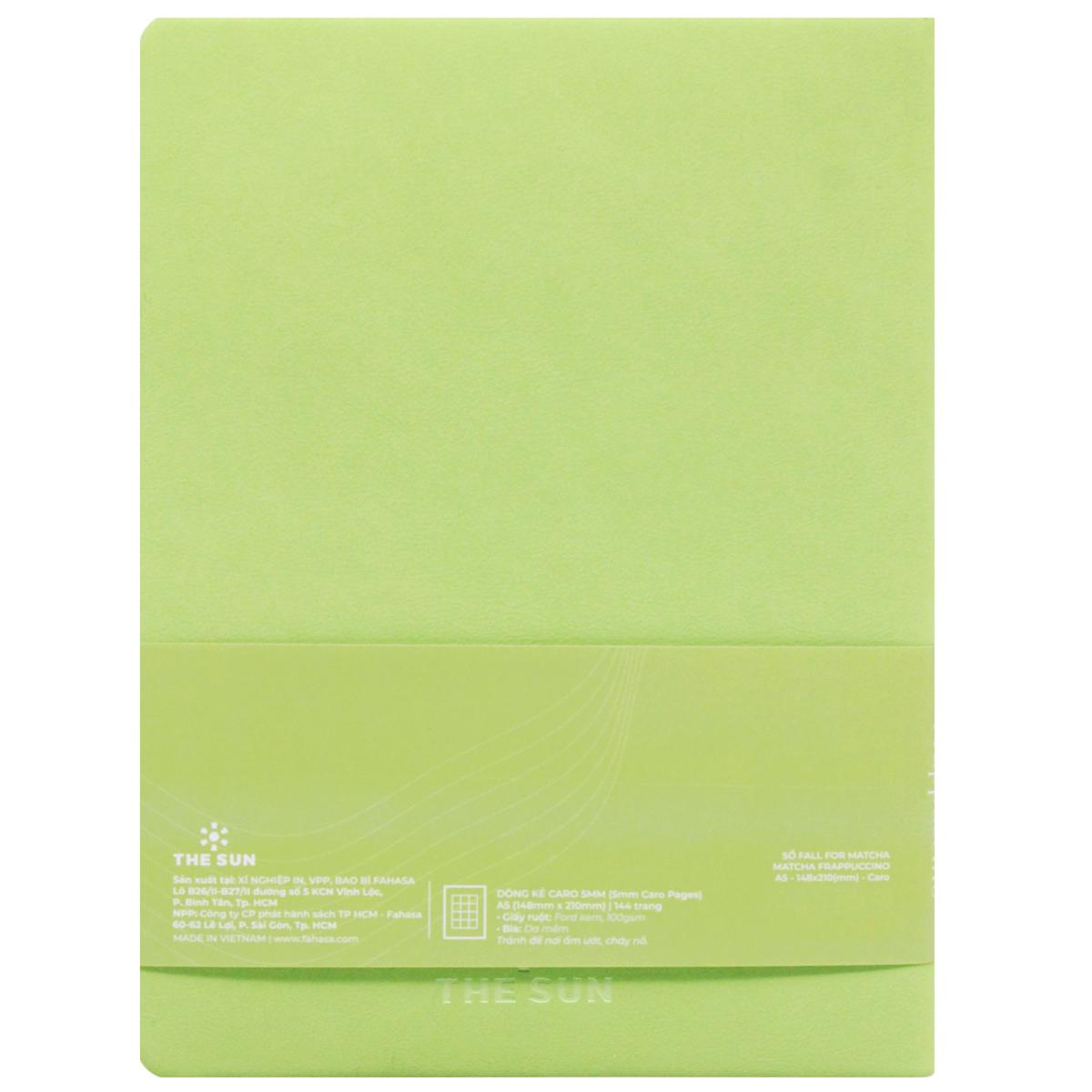 Sổ Bìa Da Mềm - Fall For Matcha A5 - Kẻ Caro - 144 Trang 100gsm - The Sun - Matcha Frappuccino