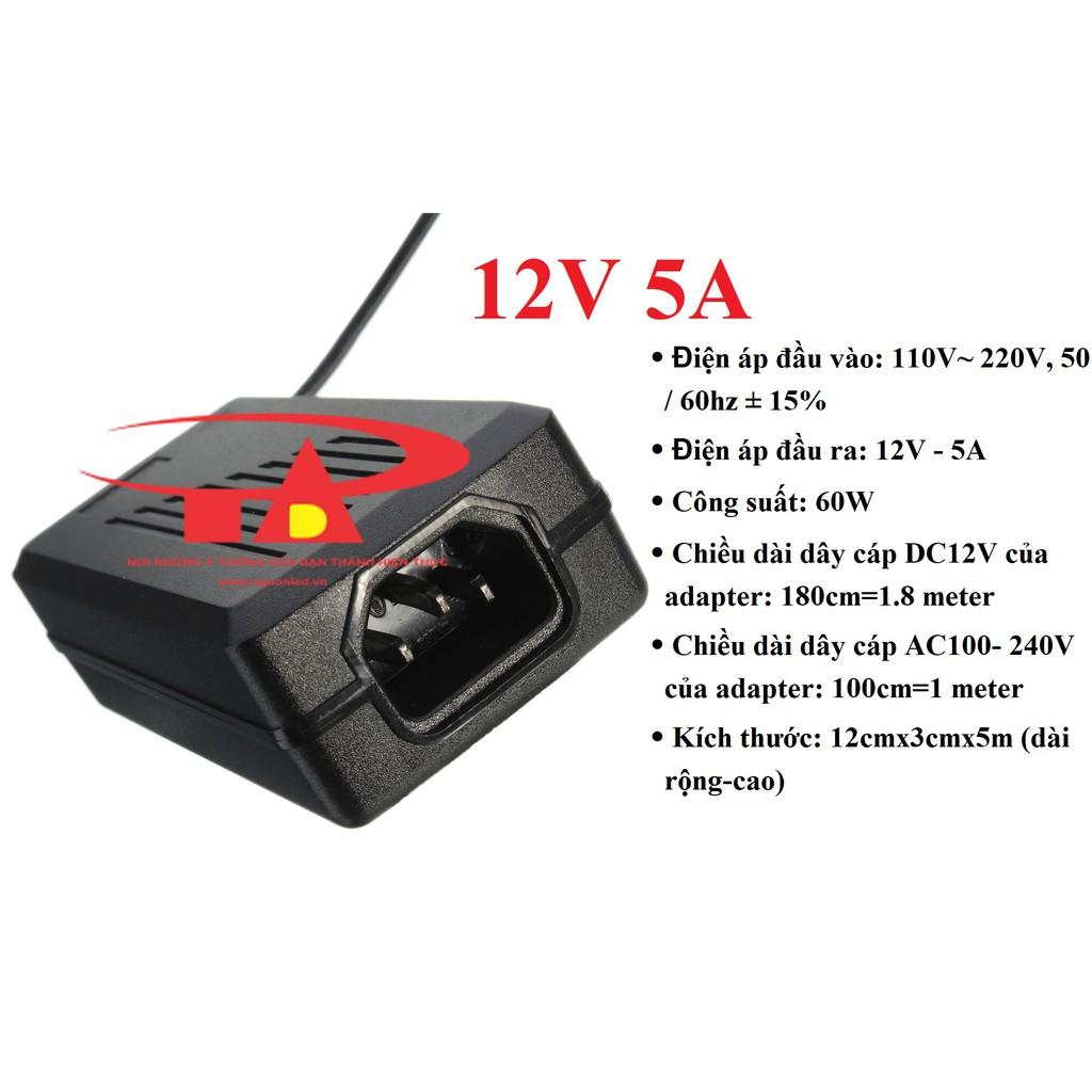 Bộ Combo 5 cái ADAPTER 12V 5A chất lượng, đủ ampe dùng cấp nguồn cho camera,đèn led...