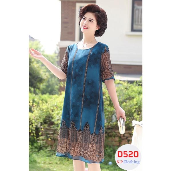 ĐẦM TRUNG NIÊN DÁNG SUÔNG IN HỌA TIẾT SẮC SẢO CHO MẸ ĐI TIỆC, CÓ SIZE LỚN