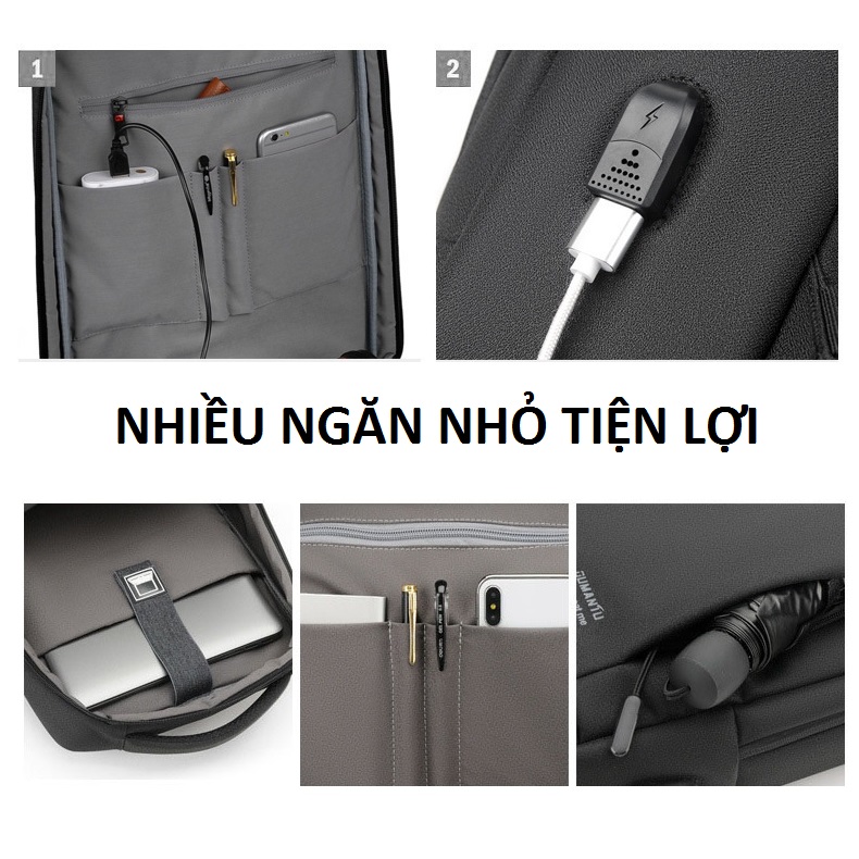 Balo Laptop Thời Trang đi học Cao Cấp Chống Nước Cổng Sạc USB NATIFA 9003