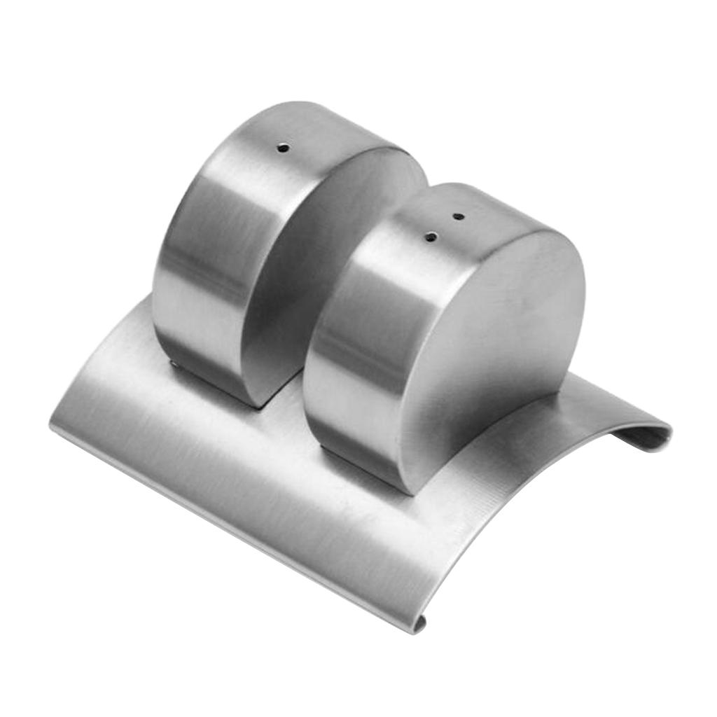 2pcs Stainless Steel Cruet Spice Container Castor Salt Pepper Shaker with Stand Kitchen Cooking Tools