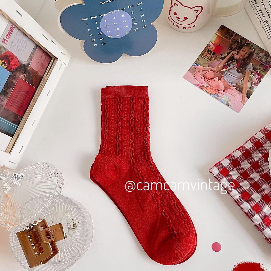 Set Tất Cổ Cao Nữ Vớ Cao Cổ Noel Tết Quà Noel Tất Tiêu Thư LOLITA ĐỎ Cổ Bèo Nhún Tất Vớ Nữ Camcam ULZZANG STYLE HÀN QUỐC